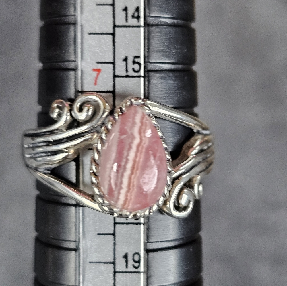Genuine Rhodocrosite Sterling Silver Ring Size 7.5! - Picture 6 of 6